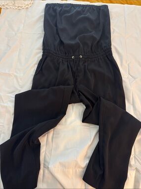 Express Black Strapless Drawstring Jumpsuit